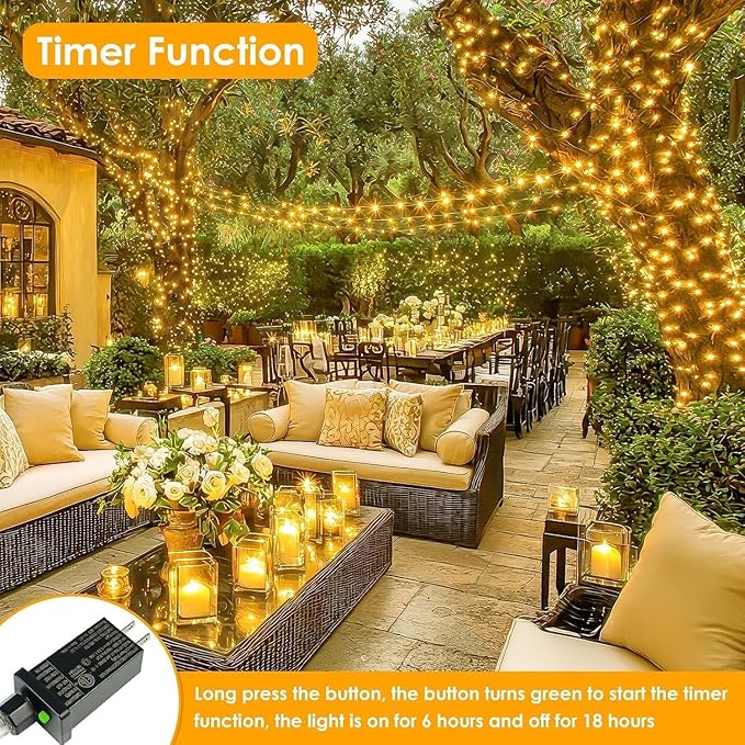 2Pack Each 33Ft 100 LED Fairy Lights Plug in - Image 3