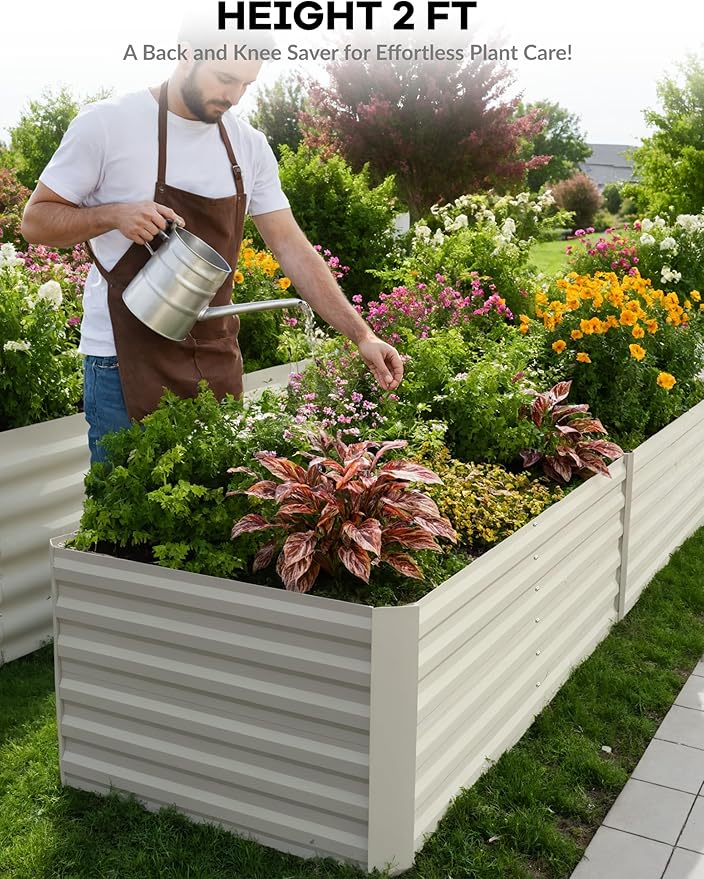 GarveeLife 8x4x2 ft Galvanized Raised Garden Bed, Rust-Resistant Raised Garden - Image 3