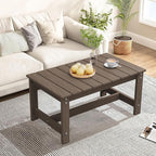 SERWALL HDPE Patio Coffee Table, Rectangle Outdoor Coffee Table, All Weather - Image 9