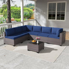Kullavik 7 Pieces Outdoor Patio Furniture Set PE Wicker Rattan Sectional Sofa - Image 7