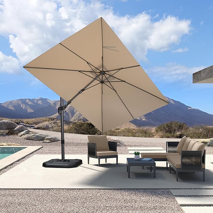 PURPLE LEAF 8.2' X 11.5' Left-right Tilting Patio Umbrella Outdoor Cantilever - Image 2