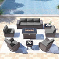 Kullavik 10 Pieces Outdoor Patio Furniture Set, PE Wicker Rattan Sectional Sofa by KULLAVIK