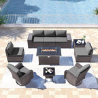 Kullavik 10 Pieces Outdoor Patio Furniture Set, PE Wicker Rattan Sectional Sofa by KULLAVIK