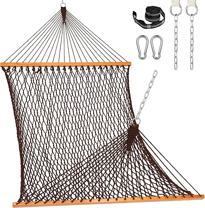 Lazy Daze Hammocks Double Rope Hammock, 2 Person Traditional Outdoor Hand Woven by LazyDazeHammocks