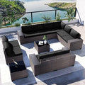 Kullavik 12 Pieces Outdoor Patio Furniture Set PE Wicker Rattan Sectional Sofa by KULLAVIK