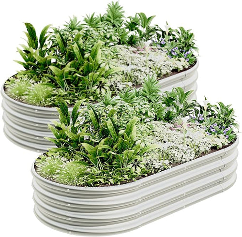 4x2x1ft-2pcs-Oval Raised Garden Bed Kit, Galvanized Planter Garden Boxes Outdoor by kingddeergardenbed