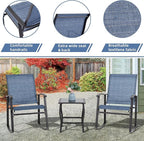 Vongrasig 3 Piece Outdoor Rocking Bistro Set, Textilene Fabric Small Patio - Image 3