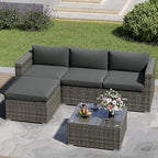 5 Piece Outdoor Patio Sectional Furniture Set, Weather Resistant Rattan Outside - Image 8