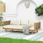 Merax 67.5" Outdoor Patio Daybed 3 Seater Sofa Bed, Acacia Wood Frame by Merax