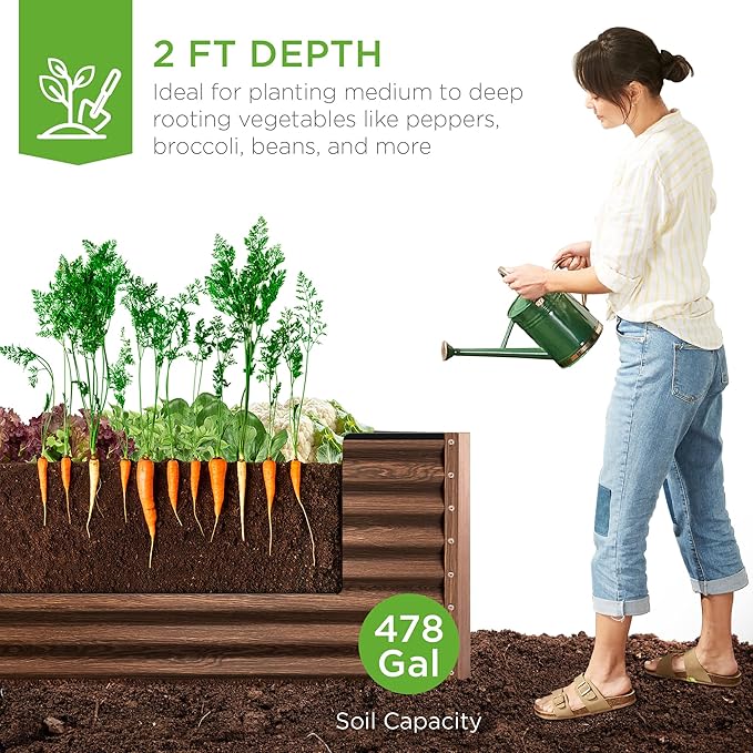 Best Choice Products 8x4x2ft Outdoor Metal Raised Garden Bed, Deep Root Planter - Image 4