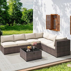 7 Piece Outdoor Patio Furniture Set, Outdoor Sectional Furniture, Rattan & - Image 2