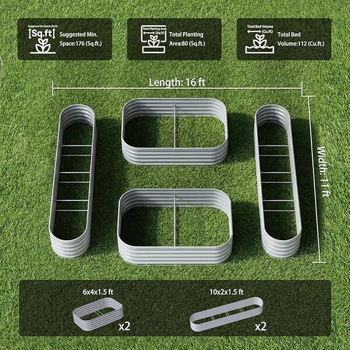 4-Pack 18” Tall Galvanized Raised Garden Beds – Small Space Garden Layout - Image 2