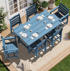 SERWALL Patio Dining Sets for 6 Person, HDPE Dining Set by SERWALL