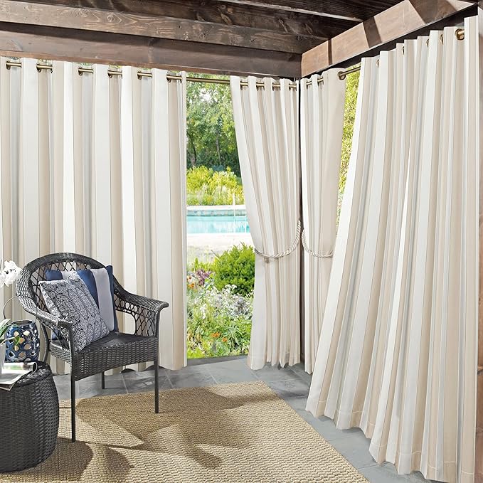 Sun Zero Valencia Cabana Stripe Indoor/Outdoor UV Protectant Energy Efficient by SunZero%E2%84%A2