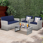 4-Piece Patio Furniture Set, Wicker Outdoor Rattan Sectional Sofa - Image 7