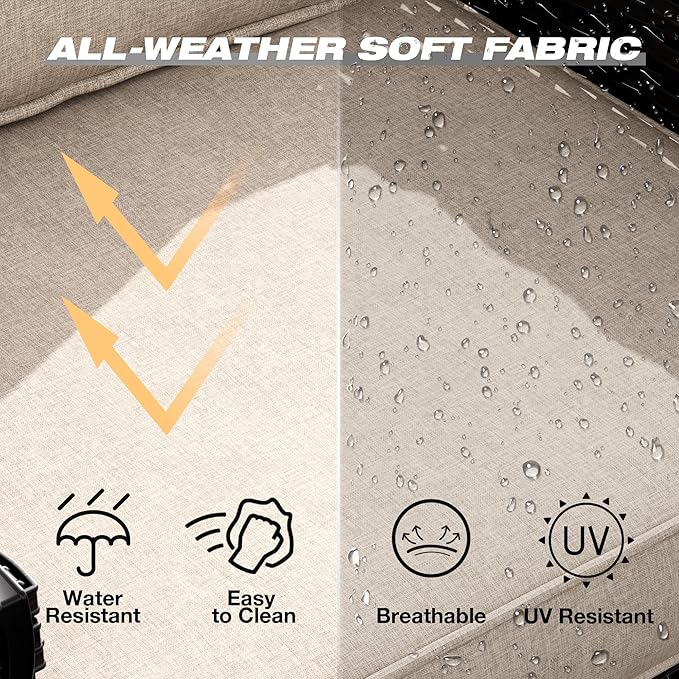 Joyside Wicker Patio Furniture Sets, 6 Pieces Upgraded Large Size Outdoor - Image 3