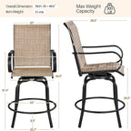 Yaheetech Patio Swivel Bar Stools Outdoor Chairs Set of 6 Outdoor High Bistro - Image 3