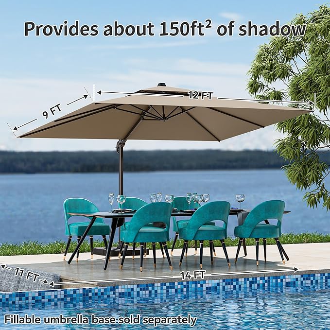 9x12FT Cantilever Patio Umbrella - Image 6
