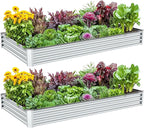 2PCS 8x4x1FT Galvanized Raised Garden Bed, Galvanized Planter Raised Garden by AyenGuard