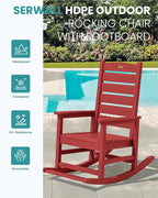 SERWALL Outdoor Rocking Chair Set of 4, Oversized HDPE Patio Rocking Chair - Image 4