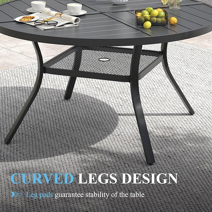 VICLLAX Patio Dining Set for 6, 7 Pieces Outdoor Furniture Set- 47" Round Patio - Image 7