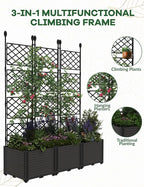 3 PCS Raised Garden Bed with Trellis, Outdoor Vertical Garden with Privacy - Image 3