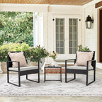 Flamaker 3 Pieces Patio Furniture Outdoor Wicker Modern Rattan Chair - Image 7