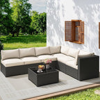 7 Piece Outdoor Patio Furniture Set, Outdoor Sectional Furniture, Rattan & - Image 2
