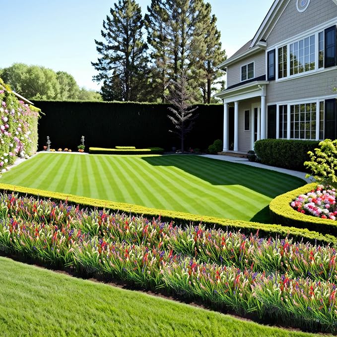 Artificial Faux Plants Flowers for Outdoor Decorations, Fake Monkey Grass for - Image 8