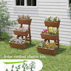 3-Tiers Wooden Raised Garden Bed Planter Box Flower Pots Vertical Garden - Image 2