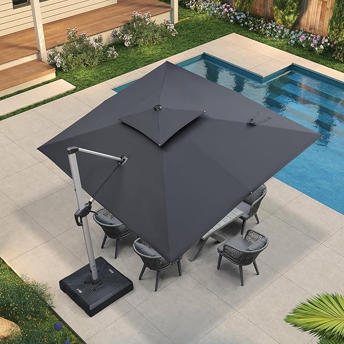 PURPLE LEAF 9' X 11' Patio Umbrella Outdoor Rectangle Umbrella Large Cantilever - Image 2