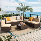 Pamapic Patio Furniture Set, 7 Pieces Modular Outdoor Sectional, Patio - Image 3