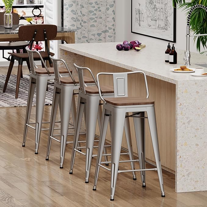 Yongchuang 24 inch Barstools Set of 4 Counter Height Bar Stools Farmhouse - Image 6