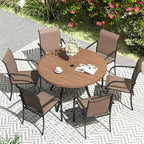 VICLLAX Patio Dining Set for 6, Outdoor Furniture Set Includes 47.2" Round by HOME