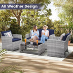 4-Piece Patio Furniture Set, Wicker Outdoor Rattan Sectional Sofa - Image 3