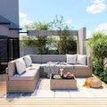 Pamapic 7-Piece Outdoor Sectional Furniture Set, All-Weather Wicker Patio Sofa by Pamapic
