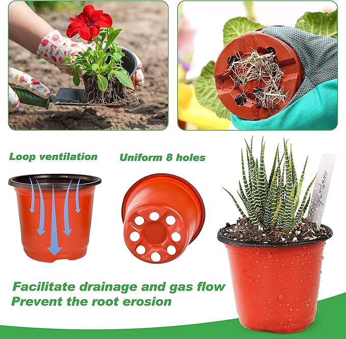 TDHDIKE 4" Small Plastic Plant Pots - Image 3