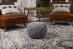 BIRDROCK HOME Round Pouf Ottoman | Cotton Braided Foot Stool - Image 2