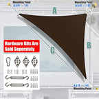 Amgo 20' x 20' x 28.3' Brown Right Triangle Sun Shade Sail UPF50+ Canopy Awning - Image 2