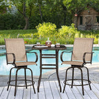 Yaheetech Patio Swivel Barstools Outdoor Chairs Set of 2, High Bistro Stools - Image 4