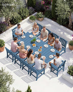 SERWALL 11-Piece Outdoor Dining Set, All Weather HDPE Outdoor Furniture Set - Image 8