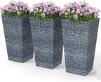 Outsunny Tall Planters for Outdoor Plants Set of 3, 24 in Taper Planters by Outsunny