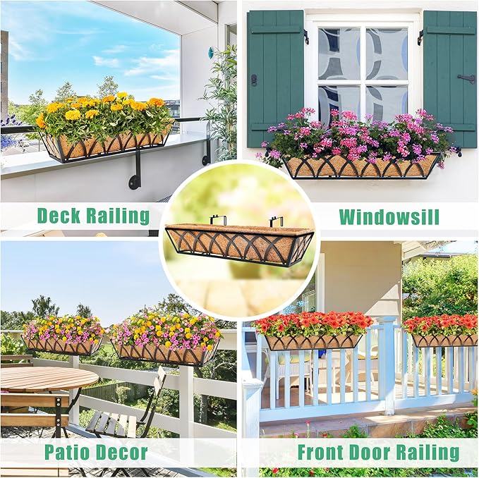 24in 2pcs Planter Box with Coco Liner, Rust-Resistant Metal Frame, Hydration - Image 5