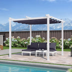 PURPLE LEAF 10' x 10' Outdoor Aluminum Pergola White Heavy-Duty Retractable - Image 2