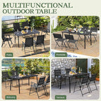 Yaheetech Outdoor Dining Table for 6 Person, Rectangular Slatted Metal Patio - Image 8
