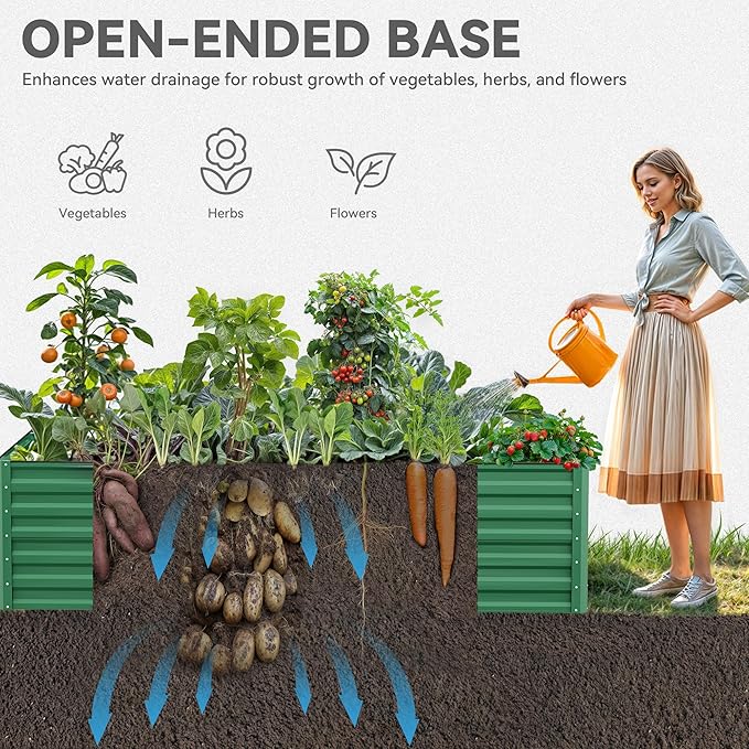 YITAHOME 8x4x2ft Large Raised Garden Bed Kit, Galvanized Metal Planter Box - Image 6