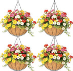 4 Pack 12 Inch Hanging Baskets for Plants Outdoor Metal Hanging Planter Hanging by Qusuxi