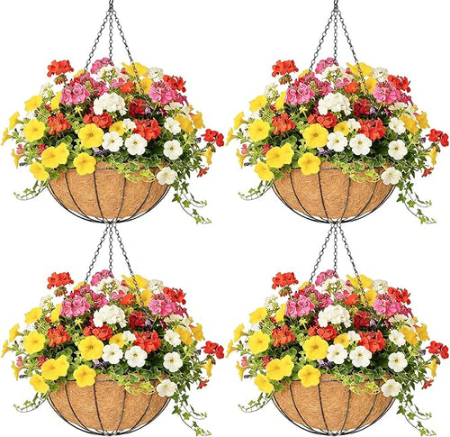 4 Pack 12 Inch Hanging Baskets for Plants Outdoor Metal Hanging Planter Hanging by Qusuxi