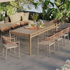 8 Pcs Stackable Patio Dining Chairs, Aluminum Rattan Outdoor Dining Chair by Erotr