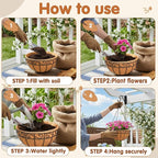 12 inch Metal Hanging Baskets For Plants Outdoor 4 Pack Round Metal Wire - Image 4